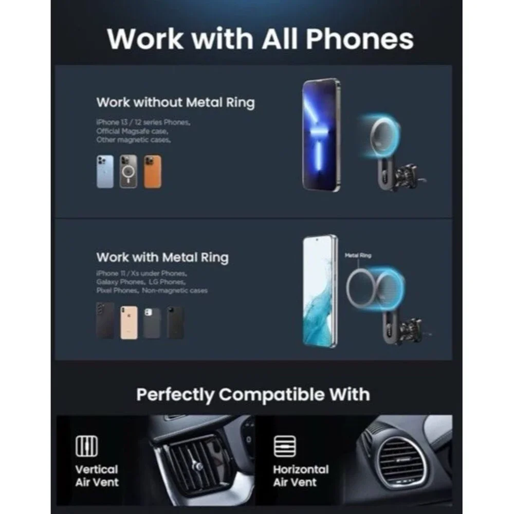 LISEN Magnetic Pro Car Mount for iPhone Black Model H739 New Open Box